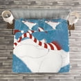 thumbnail image 3 of Ambesonne Bear Quilted Bedspread Set 3 Pcs, Ice Skating Polar Bear, King Size, Blue White, 3 of 3