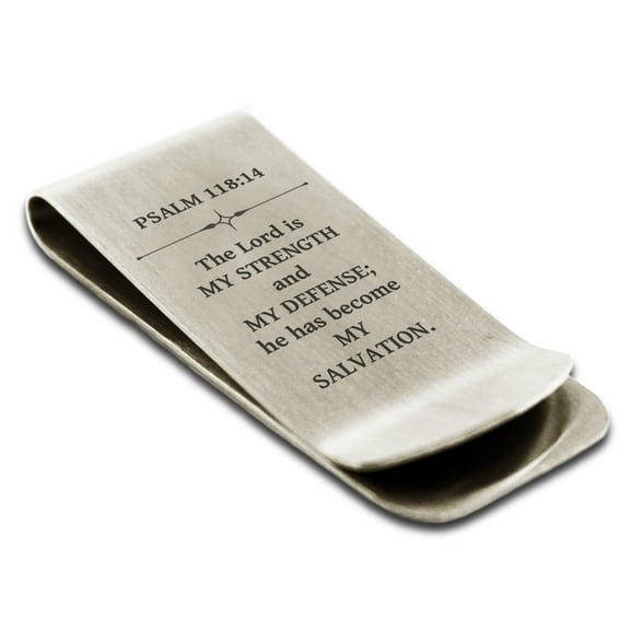 Tioneer Stainless Steel My Salvation Psalm 118:14 Money Clip Holder