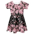 thumbnail image 4 of Yuyamidu Cherry Blossom Short Sleeve for Kids Girls Summer Midi Length Causal Dresses for Teens 11-12 Daily Life Vacation Tour Twirl Swing Dresses Beach Dress, Pink, 4 of 6