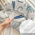 thumbnail image 4 of Twin XL Size Fitted Sheet Set - Blue Beige Coastal 2 Piece Bedding Sets 16" Deep Pocket Fitted Sheet with 1 Pillowcases, Summer Beach Starfish Coral Nautical Rustic Brushed Microfiber Bed Sheets, 4 of 9