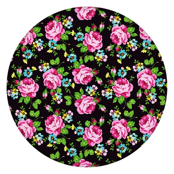 Round Fitted Tablecloth with Elastic Edges Fits 45"-52" Round Tables Pioneer Colorful Floral Waterproof Table Cover Washable Indoor and Outdoor for Party Kitchen Dinner Banquet Patio Picnic