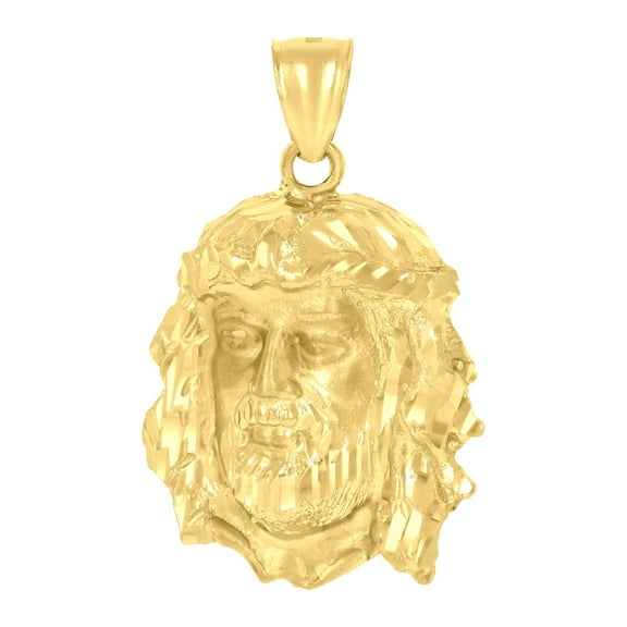 10k Yellow Gold Mens Jesus Religious Charm Pendant for Men