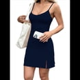 thumbnail image 3 of Vestido Mini Básico con Tirantes Finos Ajustables para Mujer Azul Marino M, 3 of 7