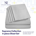 thumbnail image 2 of Sábanas Sweet Home Collection Twin XL, 4 unidades, plateadas, 2 of 7