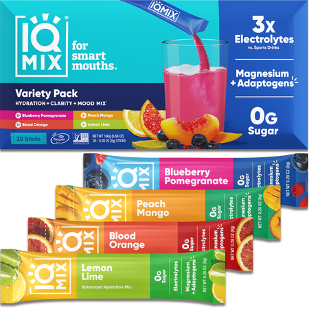 IQMIX Sugar Free Electrolyte Powder Packets - Keto Electrolytes with Lions Mane  Magnesium L-Threonate  Potassium Citrate - Variety Pack (20-Count)