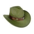 thumbnail image 3 of Sombrero de vaquero occidental clásico, cómodo y novedoso para adultos, sombrero de vaquera para senderismo. Verde, 3 of 9