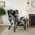 thumbnail image 4 of HL Home Furnishings Shelter High Back Wingback Chair in Velvet Black Cow Print, 4 of 11