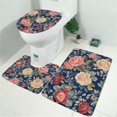 thumbnail image 2 of Pioneer Flower Floral Print Pattern Bathroom Rugs Sets 3 Piece,Toilet Cover Set,Absorbent Non Slip Bathroom Mats Sets with U-Shaped Contour Rug Toilet Rug Set, 2 of 5