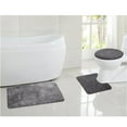 thumbnail image 4 of Bathroom Rug Set, 3 Pieces Shaggy Soft Non-Slip Mats Absorbent Toilet Mat,Rectangular Area Rug, U-Shaped Bath Mat, Elongated Toilet Lid Cover (Grey), 4 of 6