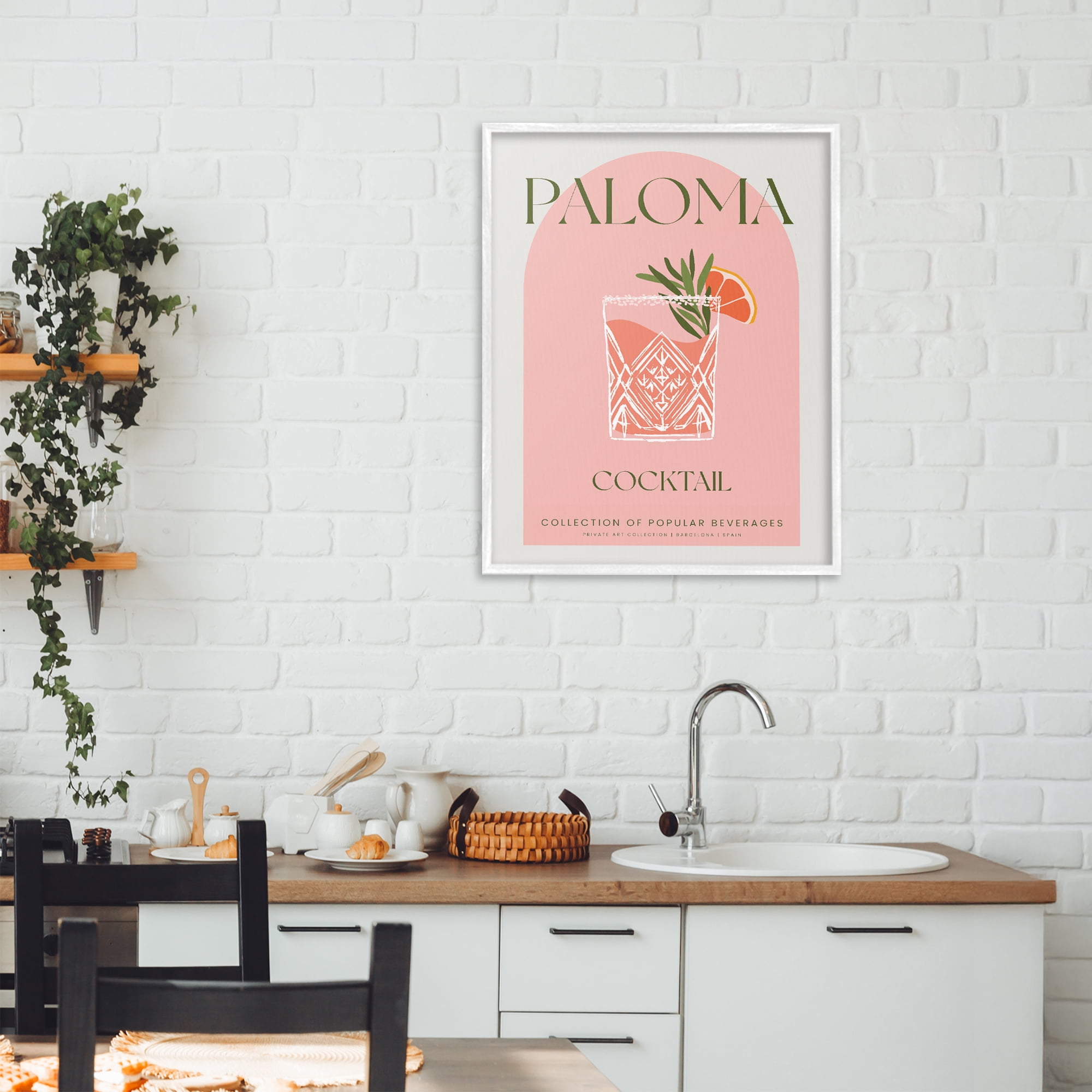 Stylish Retro Paloma White Framed Giclee Art, design by Lil' Rue