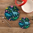 thumbnail image 2 of SKYSONIC 2 Pieces Cartoon Dinosaurs Pot Holders Set, Trivet Tropical Leaves Flowers Hot Pads Potholder Cotton for Kitchen Weave Pot Mat Cooking Baking Decor Home, 2 of 7