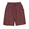 thumbnail image 6 of ABATAB Shorts for Women Solid Color Elastic Waist Casual Shorts Drawstring Summer Lounge Comfy Shorts with Deep Pockets, 6 of 6