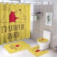 thumbnail image 1 of Juego de 4 cortinas de ducha de Winnie The Pooh con alfombrillas antideslizantes, tapa de inodoro y alfombrilla de baño, cortina de ducha impermeable con dibujos animados para niños con 12 ganchos,, 1 of 8