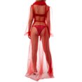 thumbnail image 6 of Women Sexy Robes, Fuzzy Patchwork Mesh Sheer Long Sleeve Tied-Waist long Gown Lingerie, Gift for Wife, Girlfriend, 6 of 10