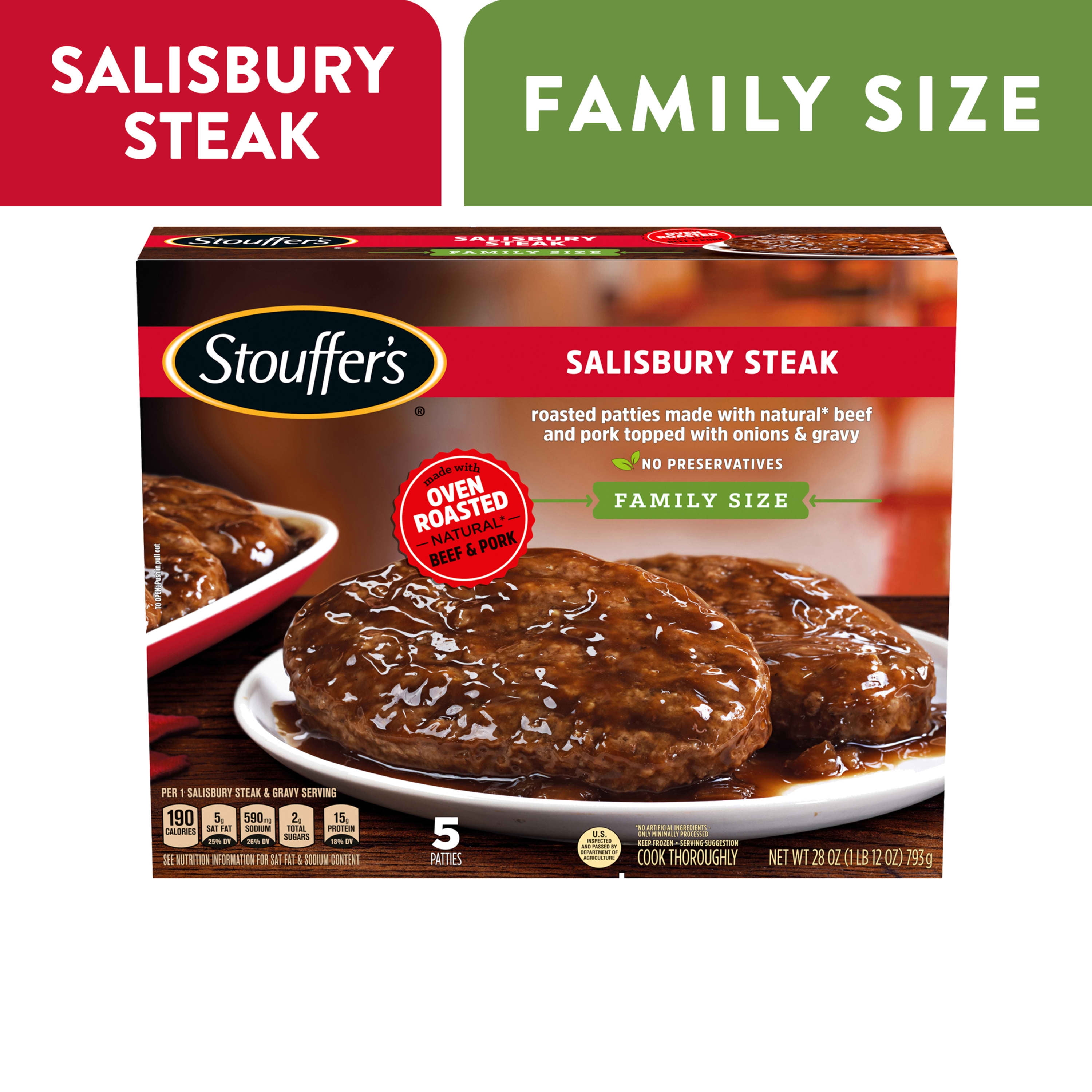 Stouffer's Salisbury Steak Family Size Frozen Meal, 28 oz (Frozen)