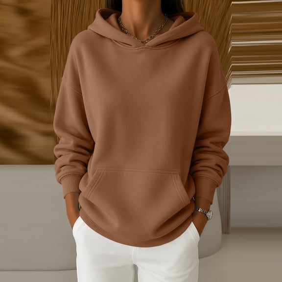Women's Oversized Hoodies Drop Shoulder Fleece Long Sleeve Hooded Sweatshirts Fall Winter Causal Solid Pullover Hoodies, 2XL