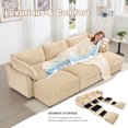 thumbnail image 3 of U Shape 3 Seater Deep Seat Sofa Couch with Ottomans,3-Seat Sofa with with 2 Movable Ottomans, Oversized Modular Sectional Sofa with Storage Pull out Drawer Under Each Seat,Chenille  Gary, 3 of 9
