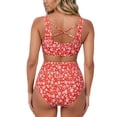 thumbnail image 7 of LPKRT Maternity Two Piece Swimsuit with Criss-Cross Back - High Waisted Pregnancy Bikini Set with Floral Print, 7 of 7