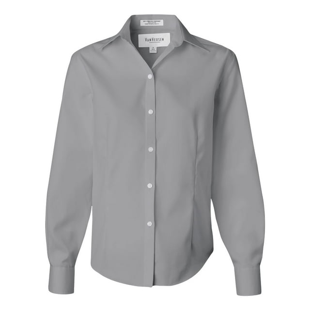Van Heusen Womens Non-Iron Pinpoint Oxford Shirt, XL, French Grey