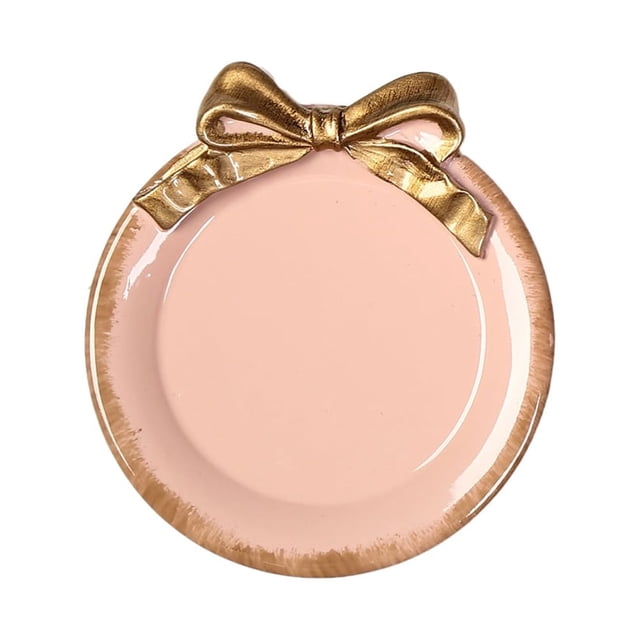 Delicate Round Platter with Elegant Bow-knot Decorative Tableware for Serving Dessert or Fruit(Pink)