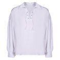 thumbnail image 3 of Disfraz de pirata caballero medieval para hombre adulto, camisa medieval renacentista, ropa de manga larga con cordones, camisas, traje vintage de Halloween, 3 of 5