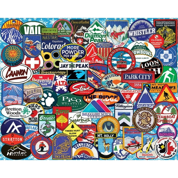 Ski Badges 1,000 Piece Puzzle,  Winter Sports by White Mountain Puzzles