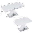 thumbnail image 3 of 47.24"-62.99"Modern Rectangle Dining Table, Stretchable, White Table Top+MDF X-Shape Table Leg with Metal Base, 3 of 18
