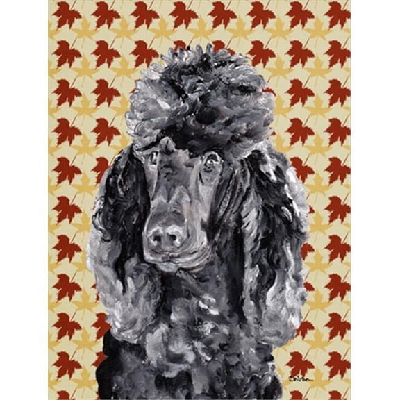 Black Standard Poodle Fall Leaves Flag Garden Size