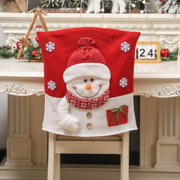 Doll Chair Cover Santa Table Stool Chair Back Fabric Decorations 3D, Santa Claus Table Chair Cover Stool Chair Back Cover, Christmas Fabric Decorations, Table Stool Chair Back Cover, for