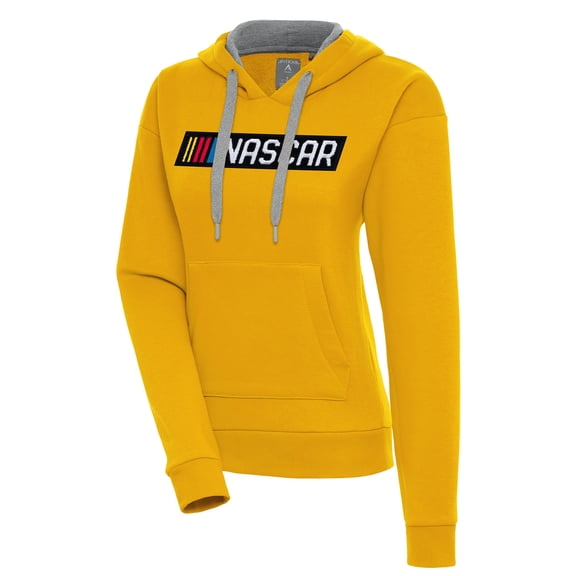 Women's Antigua Gold NASCAR Victory Raglan Sleeve Chenille Pullover Hoodie