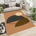 thumbnail image 1 of Brown Background Large Area Rugs, Lines Geometric Runner Rugs, Non-Slip Floor Throw Mat, Rectangle Carpet for Living Room, Bedroom, Hallway Front Entrance, Kitchen, Dining, 3' x 4', 1 of 7