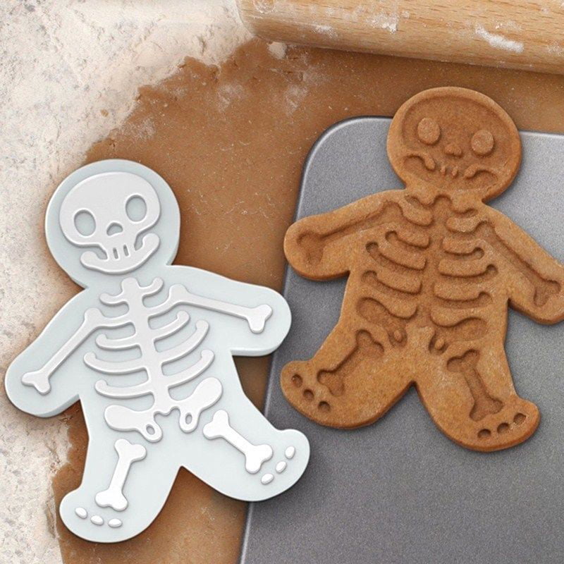Christmas Gingerbread Man Cookie Cutter and Stampers Skeleton Baking Mould HFFS 
