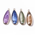 thumbnail image 2 of 50pcs Natural Freshwater Shell Pendants with Iron Loops Edge Golden Plated Dyed Teardrop Mixed color 31~33x10.5~12x5mm Hole: 1.8mm, 2 of 3