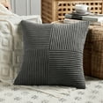 thumbnail image 3 of Fancy Homi 2 Packs Dark Gray Decorative Throw Pillow Covers 22x22 Inch for Living Room Couch Bed Sofa, Rustic Farmhouse Boho Home Decor, Soft Corss Corduroy Patchwork Accent Cushion Case 55x55 cm, 3 of 8