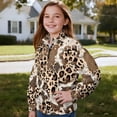 thumbnail image 3 of Uorisanigo Girls Half Zip Sweatshirt Fall Fashion Outfits Clothes Brown Cow Leopard Print Long Sleeve Athletic Tops Drop Shoulder Pullover Jackets Shirts Top for Sports and Daily Wear, 3 of 7