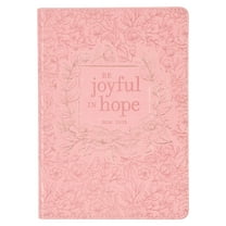 Christian Art Gifts Classic Journal Joyful in Hope Romans 12:2 Inspirational Scripture Notebook, Ribbon Marker, Pink Gold Floral Faux Leather Flexcover, 336 Ruled Pages