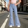 thumbnail image 4 of Linfrsh Girls Uniform School Pants Kids Flare Bell Bottoms (Blue,12-13 Years), 4 of 9