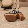 thumbnail image 5 of Samdudou Women's Sandals Open Toe Gladiator Lace Up Chunky Heel Ankle Wrap Rivet Studded Evening Party Summer Dating Vacation Dressy Ladies Fashion Footwear Outdoor Walking Essential Trendy, 5 of 9