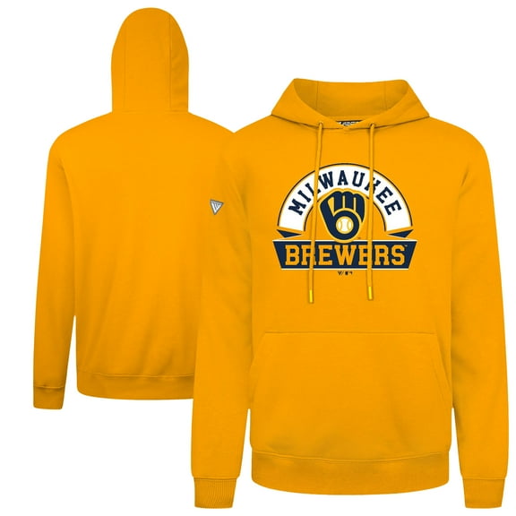 Men's Levelwear Gold Milwaukee Brewers Podium Banner Arch Hoodie