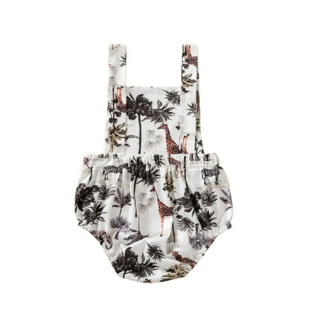 

Nokiwiqis Girls Palm Tree Print Romper Sleeveless Backless Short Jumpsuit