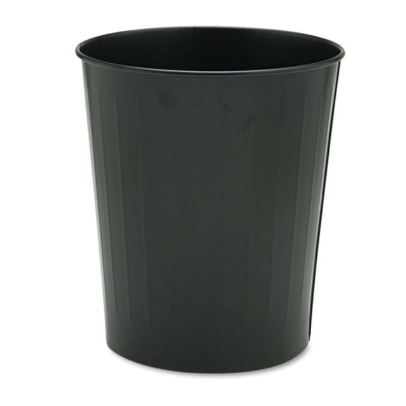 Safco 6 Gallon Round Steel Trash Can in Black (Set of 6)