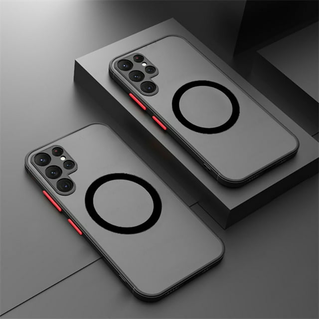 Luxury Matte For Magsafe Case For Samsung Galaxy S8 S9 S10 Plus S20 FE S21 S22 Plus S23 S24 Ultra Magnetic Wireless Charge Cover Black For S9