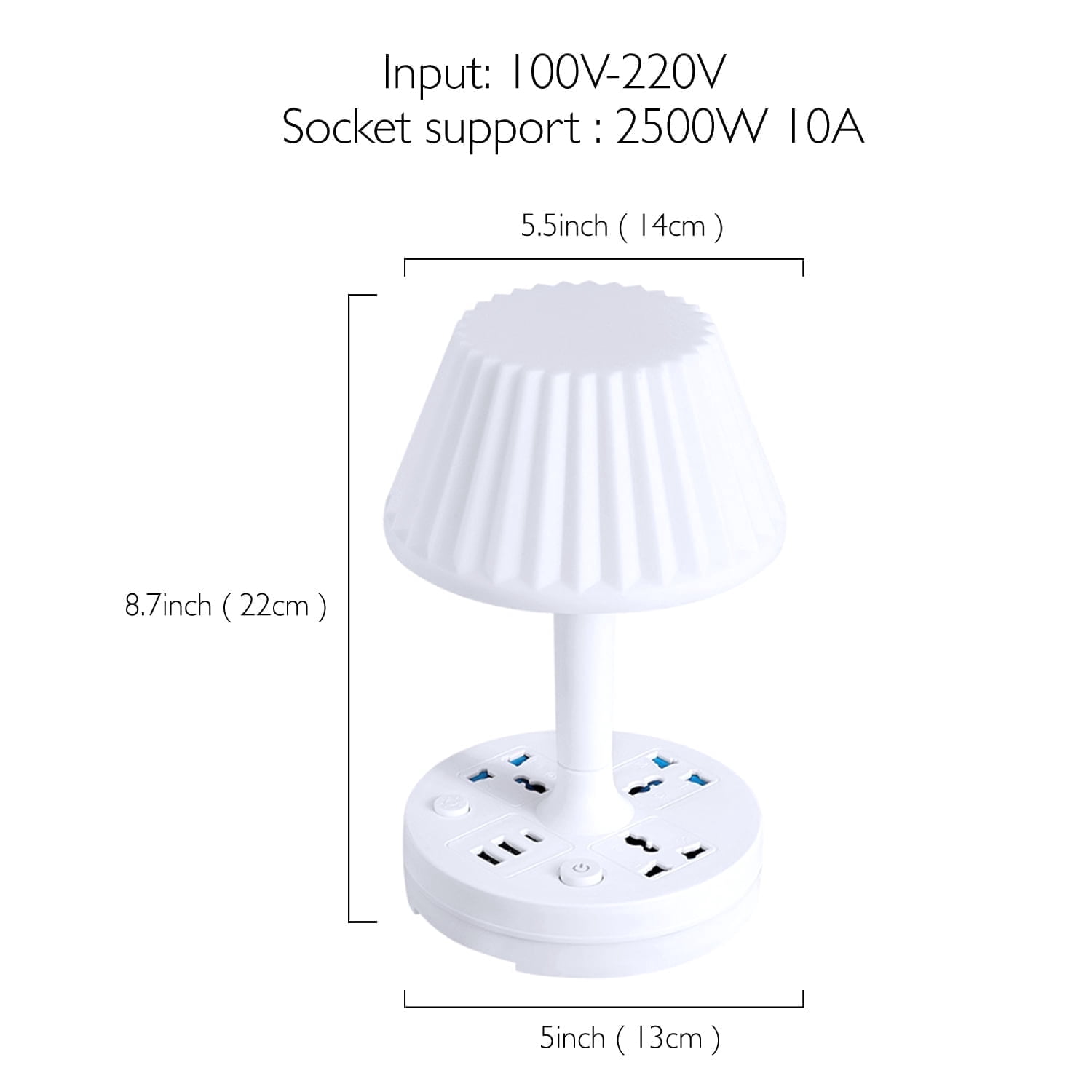 Socket Table Lamp Power Strip， AC Outlets + USB Charging Ports, All-in-one Design Multiple Functions Dimmable Small Reading Desk Lamp , Eye Care LED Nightstand Light for Home Office Dorm Bedside