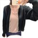 thumbnail image 2 of Cárdigan Corto de Punto Perlado con Cuello en V y Larga Estilo Retro para Mujer, Otoño e Invierno, con Bordes Irregulares Sin Rematar. Negro Talla Única, 2 of 7