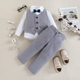 thumbnail image 3 of XBASW 2-7T Boys Gentleman Outfit for Kids Baby Dress Shirt with Bowtie + Vest + Pants 4PCS Set for Boys Spring Fall Formal Suits, 3 of 8