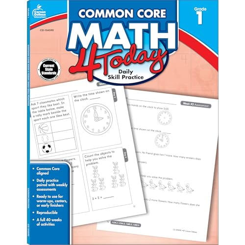 Pre-Owned Carson Dellosa | Common Core Math 4 Today Workbook | 1st Grade, 96pgs (Common Core 4 Today) (Paperback) 1624425992