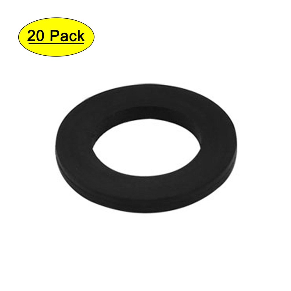 20pcs Black Rubber Round Flat Washer Assortment Size 16x27x3mm Flat