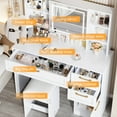 thumbnail image 6 of Sesslife Vanity Set with Sliding LED Light Mirror, White Makeup Desk with Cushioned Stool, Charging Station, Drawers, Storage Cabinet and Hair Dryer Rack, Modern Dressing Table Set for Women Girls, 6 of 10