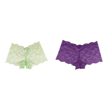 (2-Pack) 2025 New Women sy Underweary Women Cotton Bikini Underwear Pack Lace Open Panties Multi Womens Underwear Cotton Bikini Color Plus Size Underwear