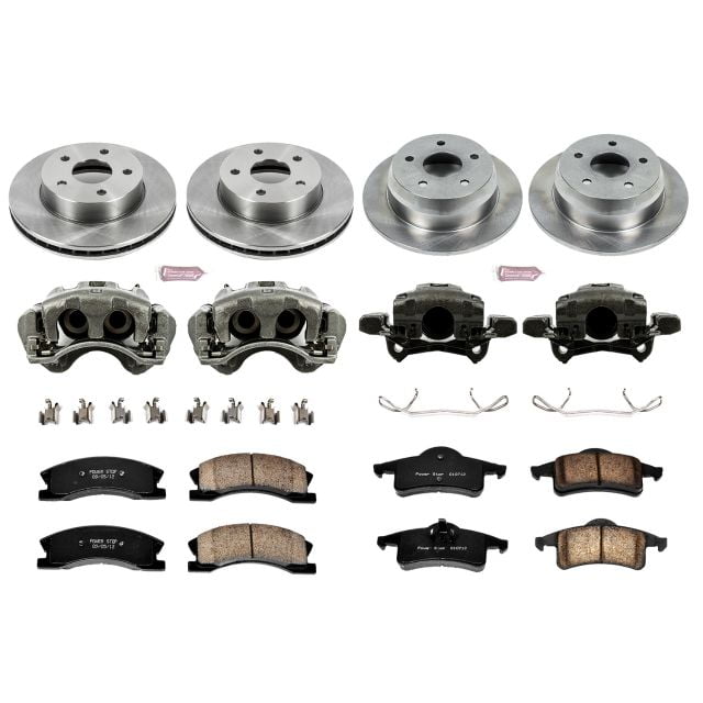 PowerStop Front and Rear Stock Replacement Brake Pad and Rotor Kit with Calipers Fits: JEEP Select Models KCOE2150